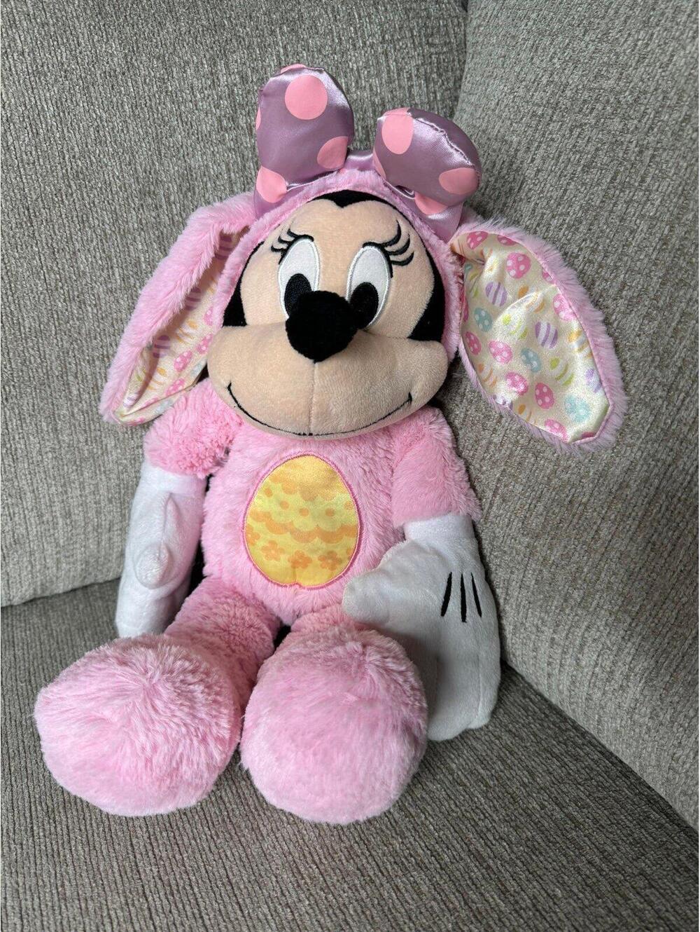 Disney Minnie Mouse Easter Plush 17" in Pink Bunny with Polka Dot Hair Bow